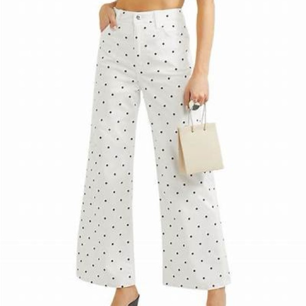 Eve White and Black Polka Dot Wide-Leg Pants